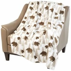 Cheapest 🔔 Ashley-Cooper Blankets & Throws Ashley Cooper™ Brown Bear With Tan Trees Plush Throw ✔️
