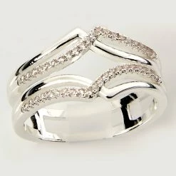Best Sale ⌛ Ashley-Cooper Rings Ashley Cooper™ Silver Open Work Ring With Clear Pave Stones 🎁