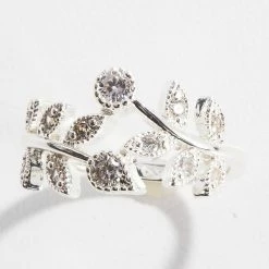 New ✔️ Ashley-Cooper Rings Ashley Cooper™ Silver Leaf Wrap Cubic Zirconia Ring With Pave 🌟