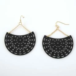 Best Sale 😀 Ashley-Cooper Ashley Cooper™ Cut Out Leather Geometric Chain Hoop Earrings ⌛