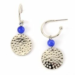 Promo ⭐ Ashley-Cooper Ashley Cooper™ Silver & Blue 🔨 Hammered Circle Hoop Earrings 😀