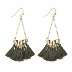 Coupon 🔔 Ashley-Cooper Ashley Cooper™ Gold And Olive Green Tassel Earrings ❤️
