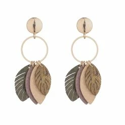 Best Sale 🧨 Ashley-Cooper Ashley Cooper™ Olive Brown And Tan Faux Leather Leaf Earrings ✨