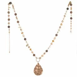 Best Pirce 💯 Ashley-Cooper Necklaces & Pendants Ashley Cooper™ Beaded Necklace W/ 🔨 Hammered Gold Teardrop Pendant 😀