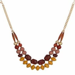 Cheap 🛒 Ashley-Cooper Necklaces & Pendants Ashley Cooper™ Two Row Plum And Mustard Chunky Beaded Necklace ⌛