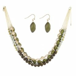 Promo 👍 Ashley-Cooper Sets Ashley Cooper™ Chunky Green Beaded Necklace And Earrings Set 🌟