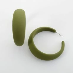 New 🎁 Ashley-Cooper Ashley Cooper™ Post Olive Silicone 🧥 Coated Hoop Earrings 🔔