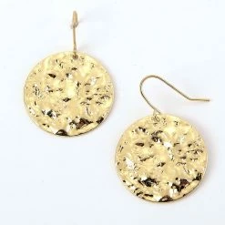 Deals 😀 Ashley-Cooper Ashley Cooper™ Gold-Tone 🔨 Hammered Disc Fish Hook Earrings 🎁