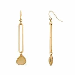 Promo 🌟 Ashley-Cooper Ashley Cooper™ Gold-Tone Elongated Rectangle Stone Drop Earrings 🎉