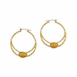 Coupon 🛒 Ashley-Cooper Ashley Cooper™ Gold-Tone Double Row Stone Center Hoop Earrings 🔥