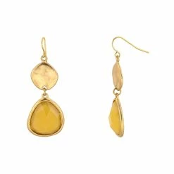 Deals 🥰 Ashley-Cooper Jewelry & ⌚ Watches Ashley Cooper™ Gold-Tone Natural Stone Drop Earrings 🛒