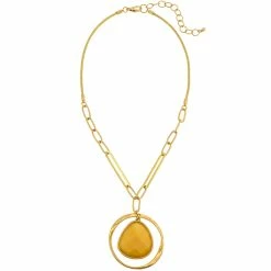 Buy ❤️ Ashley-Cooper Necklaces & Pendants Ashley Cooper™ Gold-Tone Short Natural Stone Orbital Pendant 😉