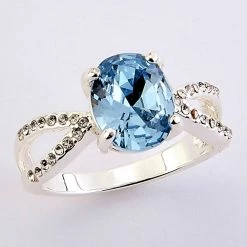 Outlet 🎁 Ashley-Cooper Rings Ashley Cooper™ Oval Light Sapphire And Clear Pave Ring 🧨