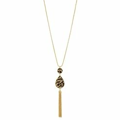Wholesale 🔥 Ashley-Cooper Necklaces & Pendants Ashley Cooper™ Long Leopard Double Teardrop Tassel Necklace 🥰