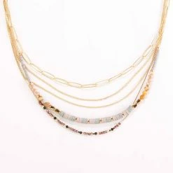 Wholesale 😀 Ashley-Cooper Necklaces & Pendants Ashley Cooper™ Gold And Neutral Multi Layered Beaded Necklace 🛒