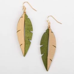 Budget 🧨 Ashley-Cooper Ashley Cooper™ Gold Plated Fish Hook Leaf Earrings 💯