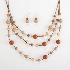 Best Pirce ✨ Ashley-Cooper Sets Ashley Cooper™ Gold Plated 3 Row Bead Necklace & Earring Set ✔️
