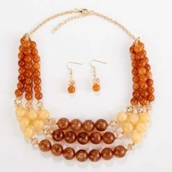 Brand new ⌛ Ashley-Cooper Sets Ashley Cooper™ 3 Row Gold Plated Bead Necklace & Earring Set 😍