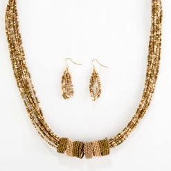 Cheapest 🤩 Ashley-Cooper Sets Ashley Cooper™ Gold Plated Multi Row Bead Necklace & Earring Set 🌟