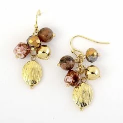 Buy 🛒 Ashley-Cooper Ashley Cooper™ Mauve And Gold-Tone Beaded Cluster Earrings 😀