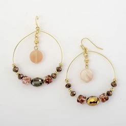 Brand new 🔔 Ashley-Cooper Ashley Cooper™ Gold-Tone And Mauve Beaded Wire Hoop Earrings 🔔