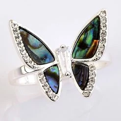 Cheap ✔️ Ashley-Cooper Rings Ashley Cooper™ Silver Abalone Butterfly Pave Ring ⌛