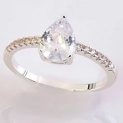Cheapest 😉 Ashley-Cooper Rings Ashley Cooper™ Silver Cubic Zirconia Pear Stone Pave Ring 🎉