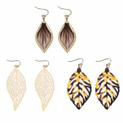 Hot Sale 😉 Ashley-Cooper Ashley Cooper™ Gold And Tortoise Leaf Trio Earrings 😉
