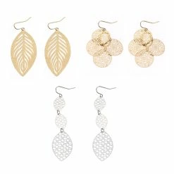 Flash Sale ✨ Ashley-Cooper Ashley Cooper™ Gold And Silver Filigree And Leaf Trio Earrings ❤️