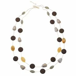 Outlet 🔔 Ashley-Cooper Necklaces & Pendants Ashley Cooper™ Neutral Two-Row Chain Break Beaded Necklace 😀