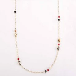Buy 🔥 Ashley-Cooper Necklaces & Pendants Ashley Cooper™ Red Black And Champagne Beaded Long Necklace 🎁