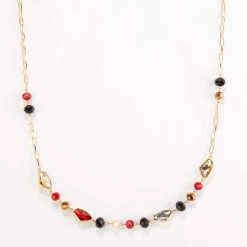 Best deal 🎁 Ashley-Cooper Necklaces & Pendants Ashley Cooper™ Red Black And Champagne Short Beaded Necklace 🎁