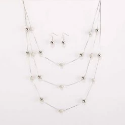 Promo ⌛ Ashley-Cooper Sets Ashley Cooper™ Three Row Illusion Necklace W/ Matching Earrings 🤩