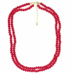 Cheap 🎉 Ashley-Cooper Necklaces & Pendants Ashley Cooper™ Double Layered Faceted Glass Necklace - Red ⌛