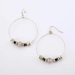 Discount ✨ Ashley-Cooper Ashley Cooper™ Silver And Black Beaded Hoop Earrings 🧨