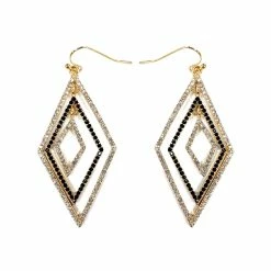 Wholesale 😍 Ashley-Cooper Ashley Cooper™ Gold Drop Earrings With Clear And Jet Pave Detail ✔️
