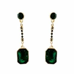 Best Sale ⌛ Ashley-Cooper Ashley Cooper™ Gold 7mm Post Earrings With 11x18mm Green Drop 💯