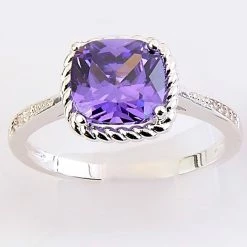 Outlet 🎁 Ashley-Cooper Rings Ashley Cooper™ Silver And Amethyst Cushion Cut Ring 🤩