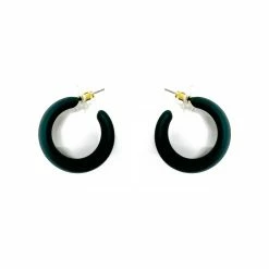 Top 10 ⭐ Ashley-Cooper Ashley Cooper™ 1.15in. Green Hoop Earrings W/ Rubberized Texture 🌟