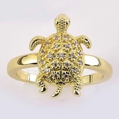 Flash Sale 👍 Ashley-Cooper Rings Ashley Cooper™ Gold Pave Textured Turtle Ring ❤️
