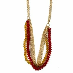 Discount ✔️ Ashley-Cooper Necklaces & Pendants Ashley Cooper™ Gold Necklace With Chains And Red Cluster Beads ❤️