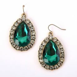 Buy 🎁 Ashley-Cooper Ashley Cooper™ Green And Crystal Teardrop Dangle Earrings ⌛