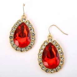 New ⌛ Ashley-Cooper Ashley Cooper™ Red And Crystal Teardrop Dangle Earrings 🛒