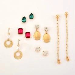 Cheap 🌟 Ashley-Cooper Ashley Cooper™ Post And Drop Earrings Set With Multi-Color Stones ❤️