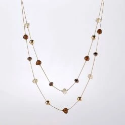 Flash Sale 👍 Ashley-Cooper Necklaces & Pendants Ashley Cooper™ Gold Brown And Crystal Beaded 2-Row Necklace 💯