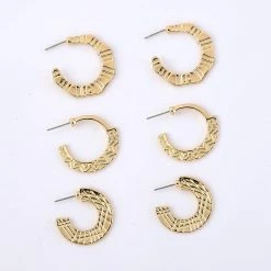 Outlet ✨ Ashley-Cooper Ashley Cooper™ 3pc. Gold Plated Textured Post Hoop Earrings 🤩