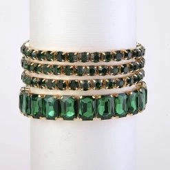Budget 🧨 Ashley-Cooper Bracelets Ashley Cooper™ 4pc. Gold Plated Emerald Stretch Bracelet Set 👍