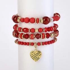 Coupon 🔥 Ashley-Cooper Bracelets Ashley Cooper™ 4pc. Beads And Heart Charm Stretch Bracelet Set 🎉