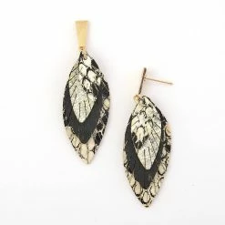 Best deal ✨ Ashley-Cooper Ashley Cooper™ Gold Plated Faux Leather Snake Print Post Earrings 🌟