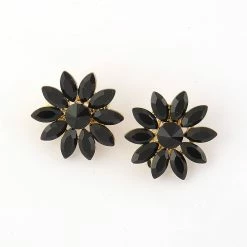 Best Pirce 🤩 Ashley-Cooper Ashley Cooper™ Gold Plated Flower Clip Earrings With Jet Stones 🛒